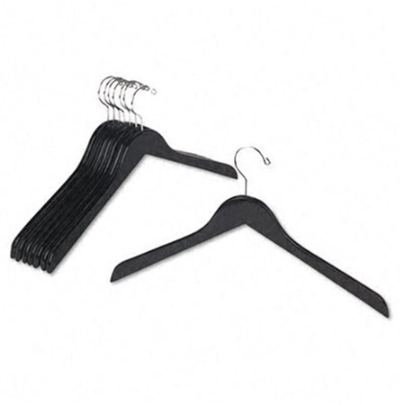 Cool Kitchen Flat Hardwood Coat Hangers 18 Metal Hook Black Lacquer Finish, 8PK CO2771338